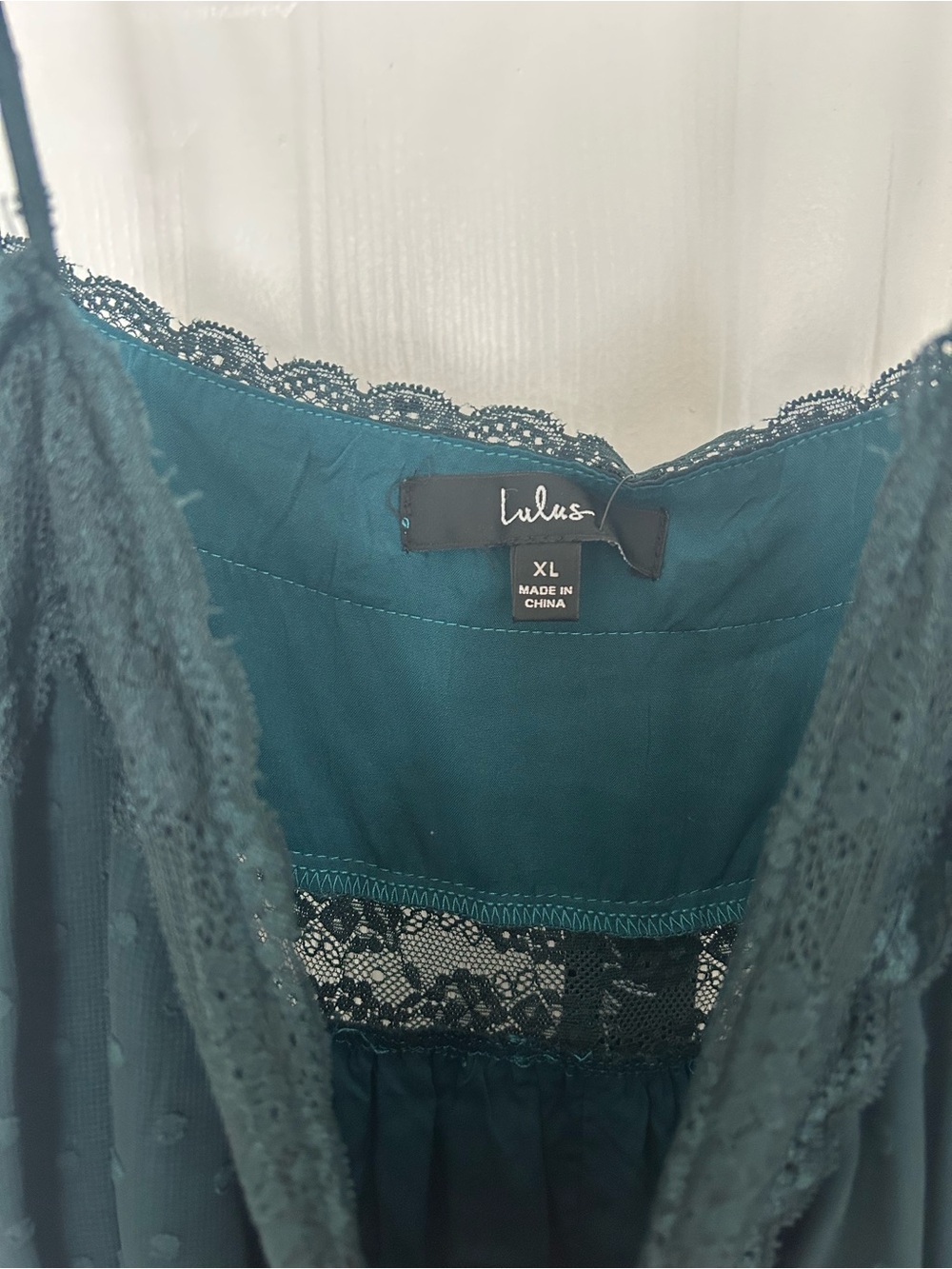 Lulu's Teal Lace-Trim Slip Dress - Picture 3 of 4